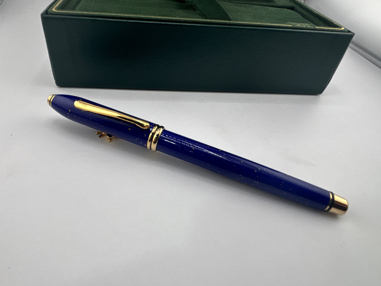 Cross Townsend Blue Lapis Lazuli/ 22K Gold Dust Fountain Pen - Medium 18kt Gold Nib