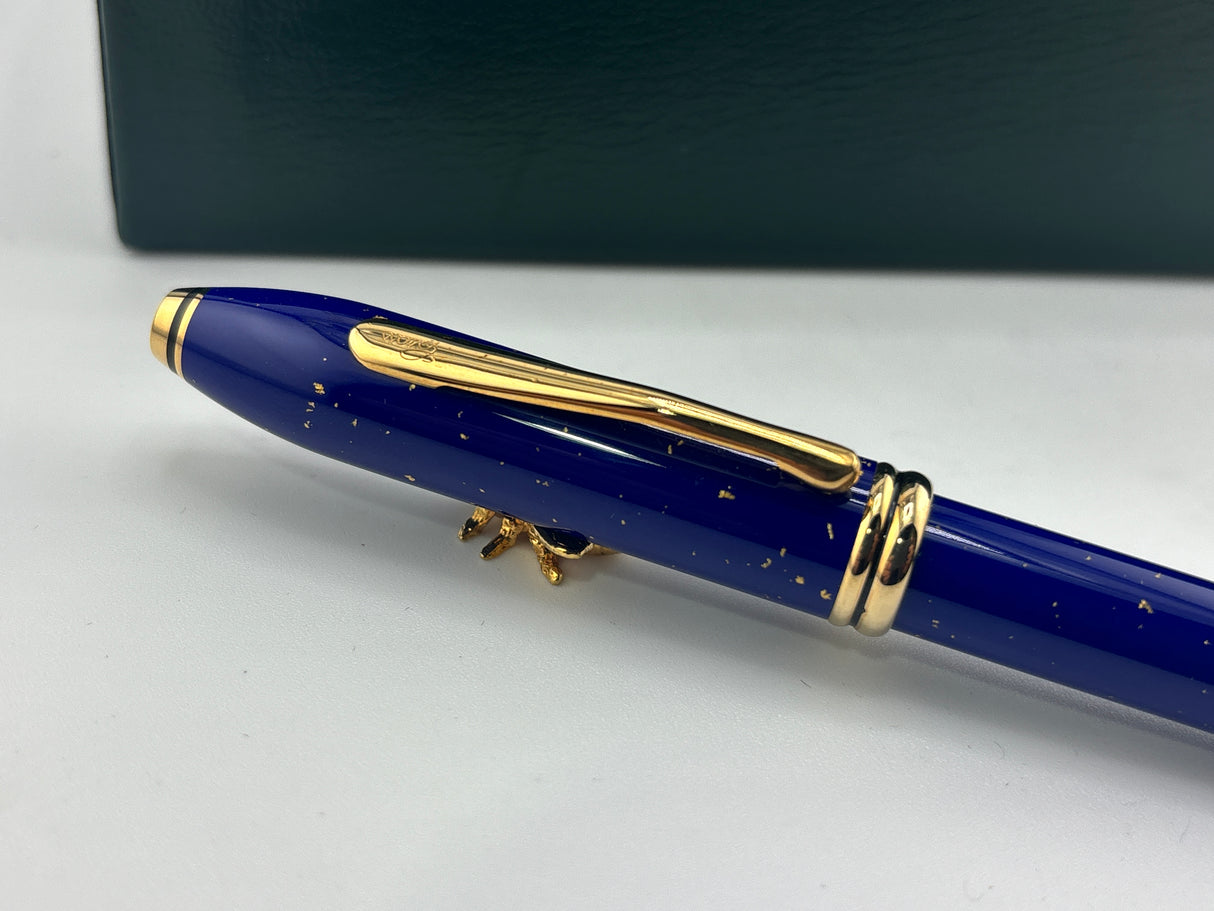 Cross Townsend Blue Lapis Lazuli/ 22K Gold Dust Fountain Pen - Medium 18kt Gold Nib