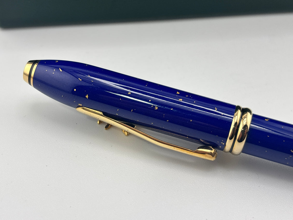 Cross Townsend Blue Lapis Lazuli/ 22K Gold Dust Fountain Pen - Medium 18kt Gold Nib