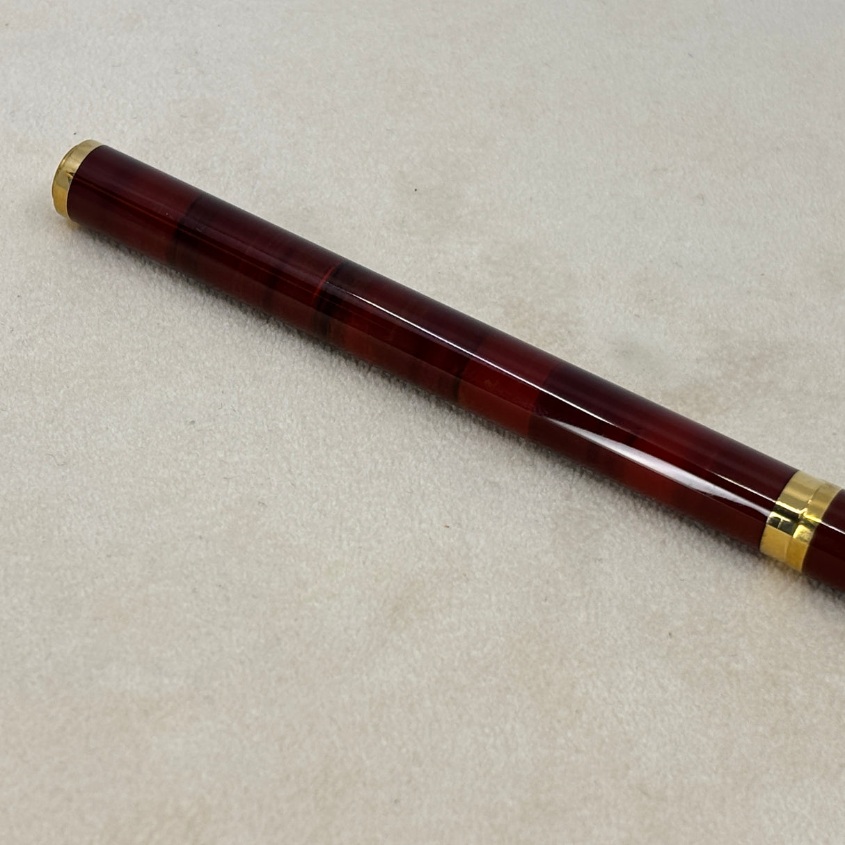 ST Dupont Classic Fountain Pen - Red Strata Gold trim circa 1980