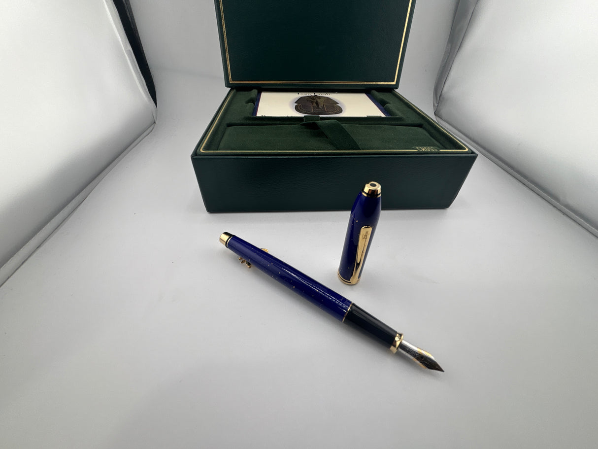 Cross Townsend Blue Lapis Lazuli/ 22K Gold Dust Fountain Pen - Medium 18kt Gold Nib
