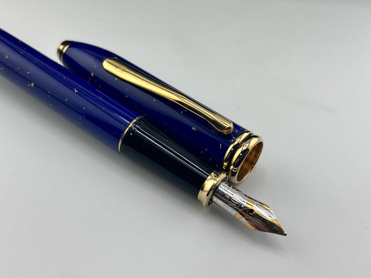 Cross Townsend Blue Lapis Lazuli/ 22K Gold Dust Fountain Pen - Medium 18kt Gold Nib