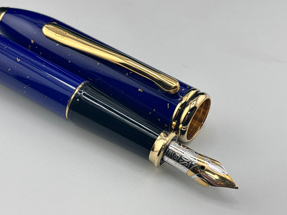 Cross Townsend Blue Lapis Lazuli/ 22K Gold Dust Fountain Pen - Medium 18kt Gold Nib