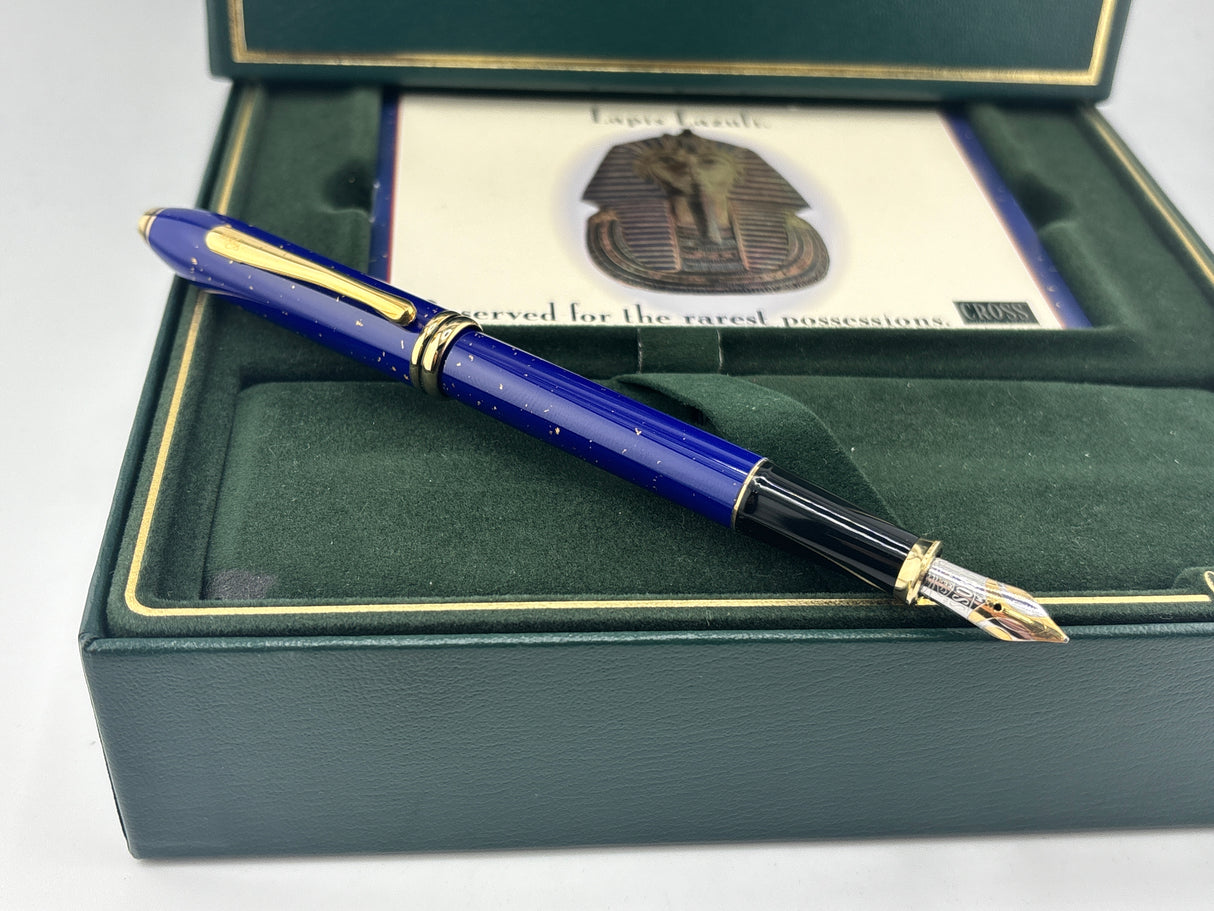 Cross Townsend Blue Lapis Lazuli/ 22K Gold Dust Fountain Pen - Medium 18kt Gold Nib