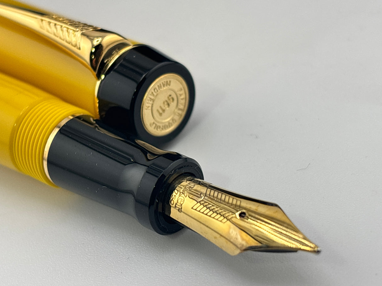 Parker Duofold Centennial Mandarin Yellow Limited Edition Fountain Pen - Medium 18kt Gold Nib