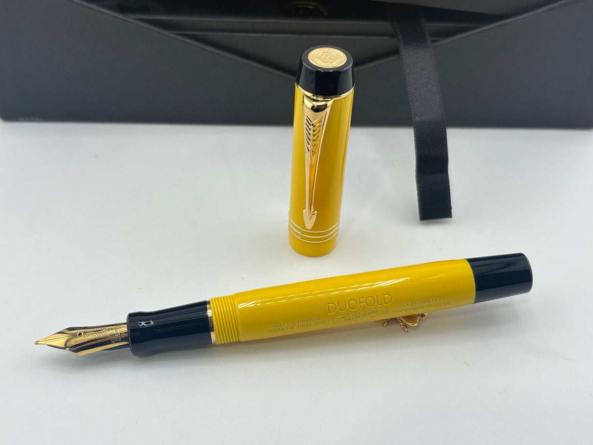 Parker Duofold Centennial Mandarin Yellow Limited Edition Fountain Pen - Medium 18kt Gold Nib