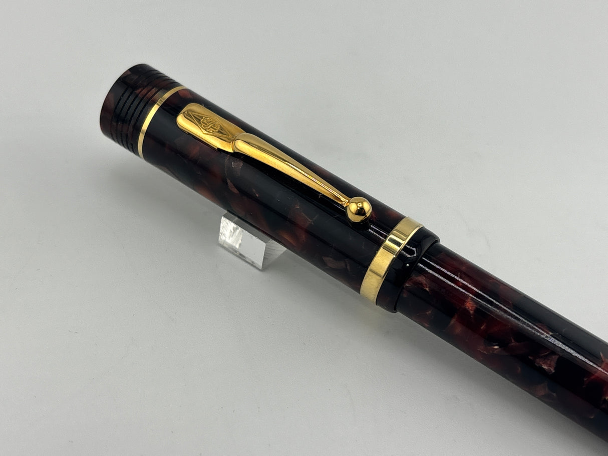 Conway Stewart Churchill Oversized Burgundy Marble Mechanical Pencil 0.7mm - 18kt Gold Trim