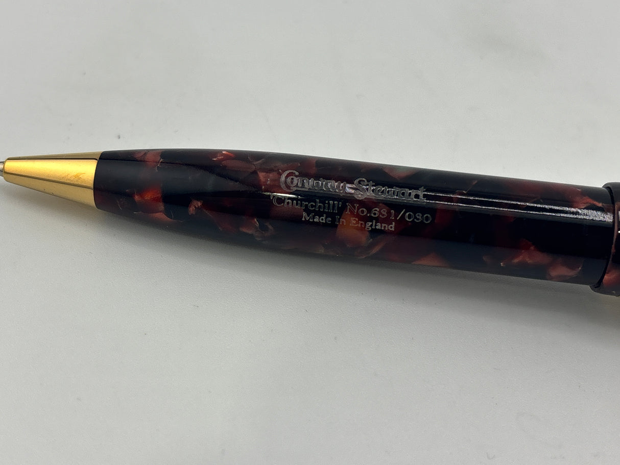 Conway Stewart Churchill Oversized Burgundy Marble Mechanical Pencil 0.7mm - 18kt Gold Trim