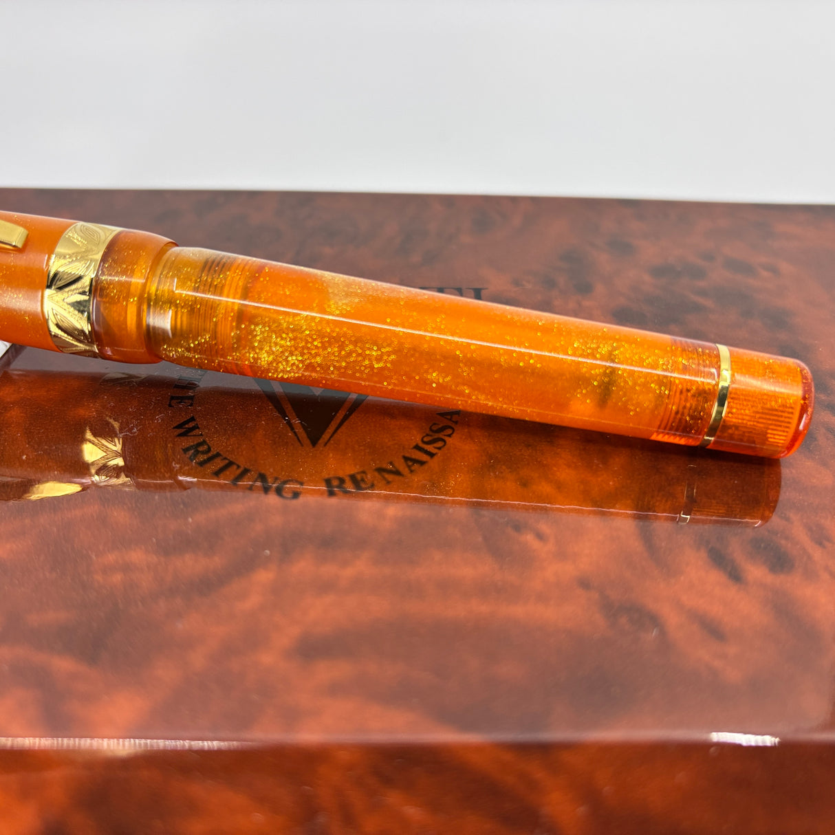Visconti Kaleido Fire Opal Gold Trim Fountain Pen - STUB 18kt Gold Nib