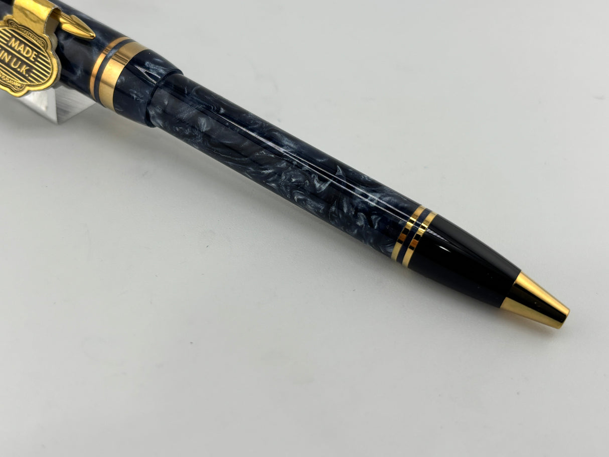 Parker Duofold Marbled Blue Cap Actuated Ballpoint Pen - The Original Style of the Duofold Ballpoint - Circa 1989 - Scarce!