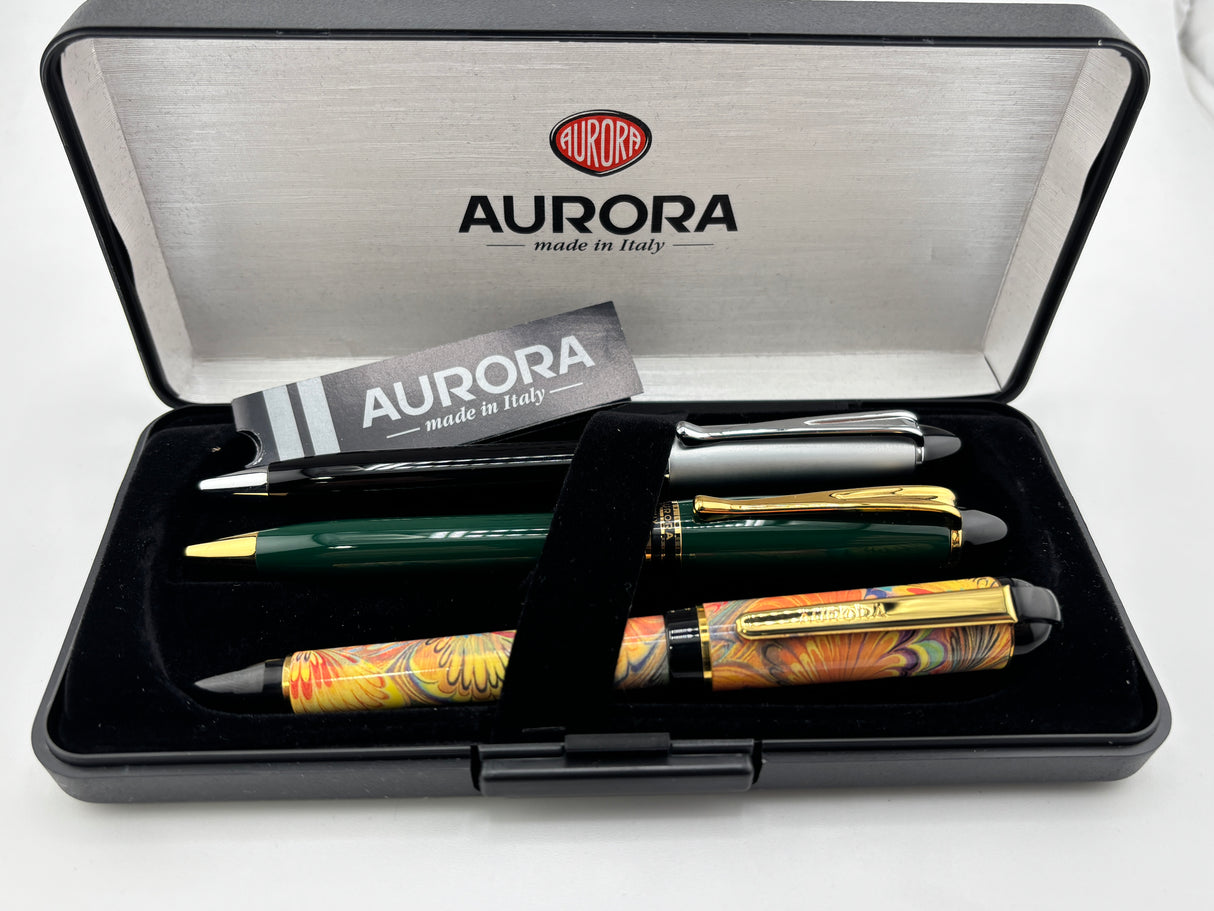 AURORA set of 3 Ball Pens Ipsilon boxed - New condition