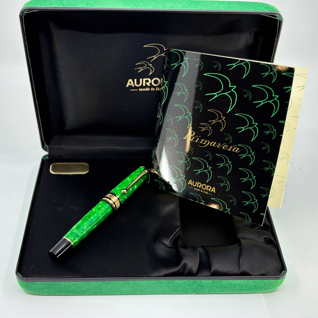 Aurora Verde e Oro Primavera Fountain Pen Limited Edition - Broad 18kt Gold Nib