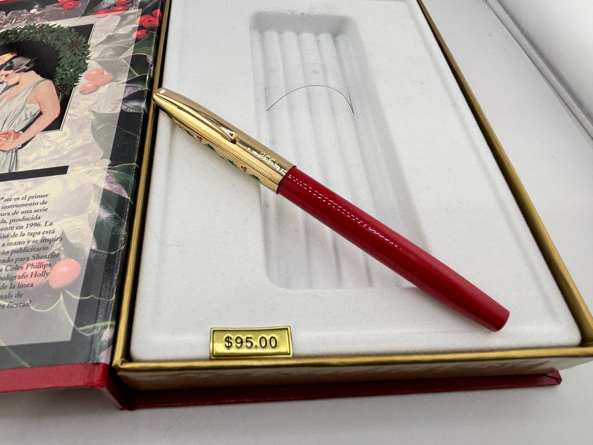 Sheaffer Holiday Original red " The Holly Pen " circa 1996 - Fountain Pen