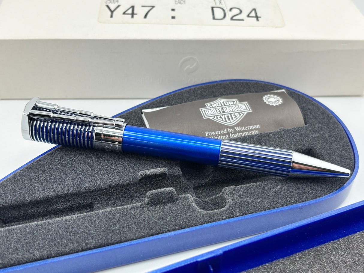 Waterman Harley Davidson Blue cylinder with blue tank box - Ball Pen