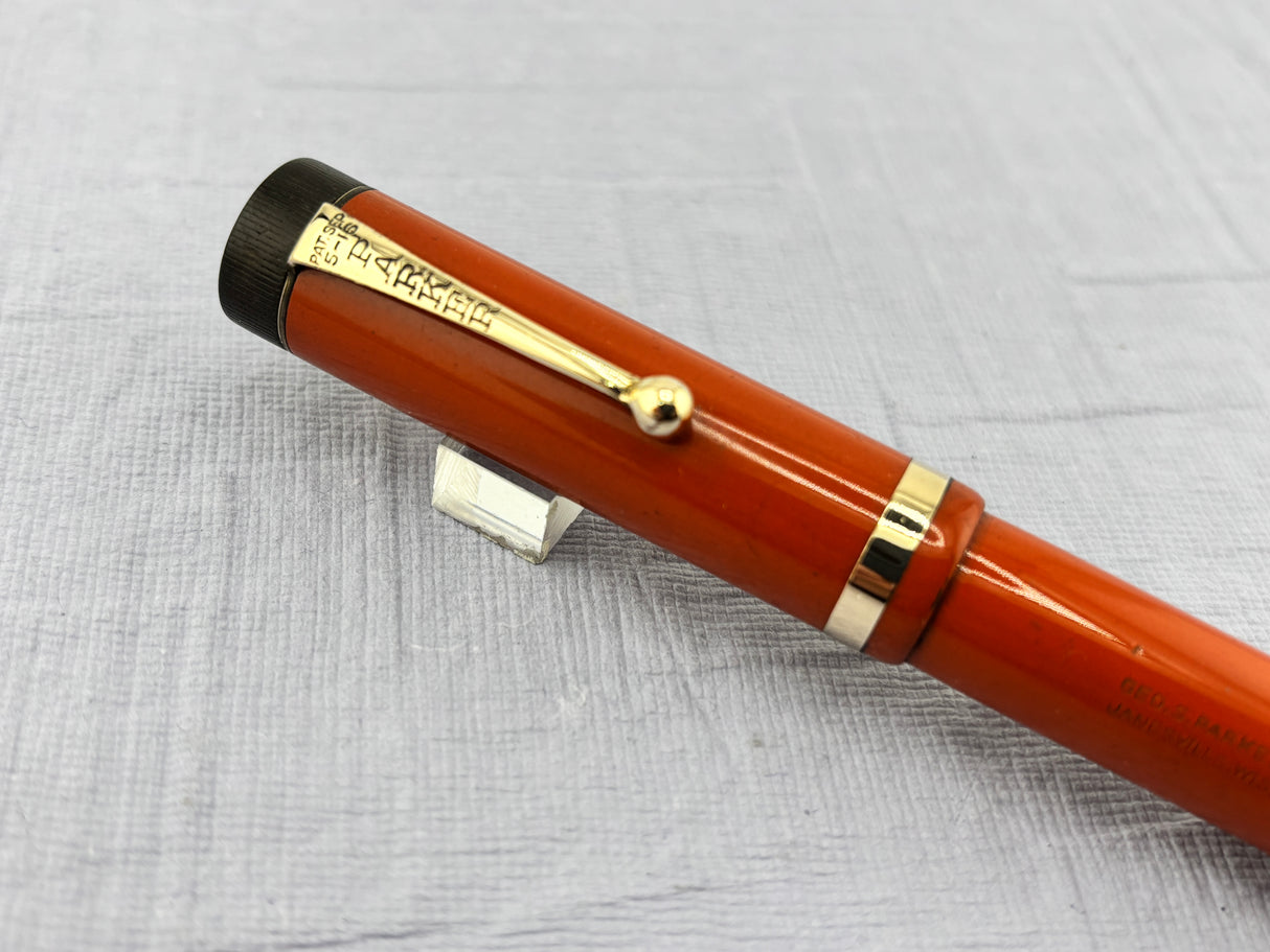 Parker Duoflod Senior Red Hard Rubber Fountain Pen