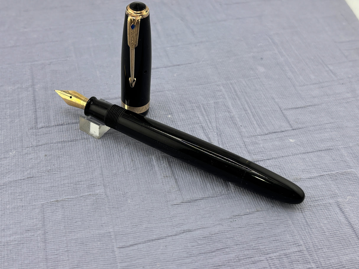 Parker Vacumatic Standard Black Diamond clip FLEX nib - Fountain Pen
