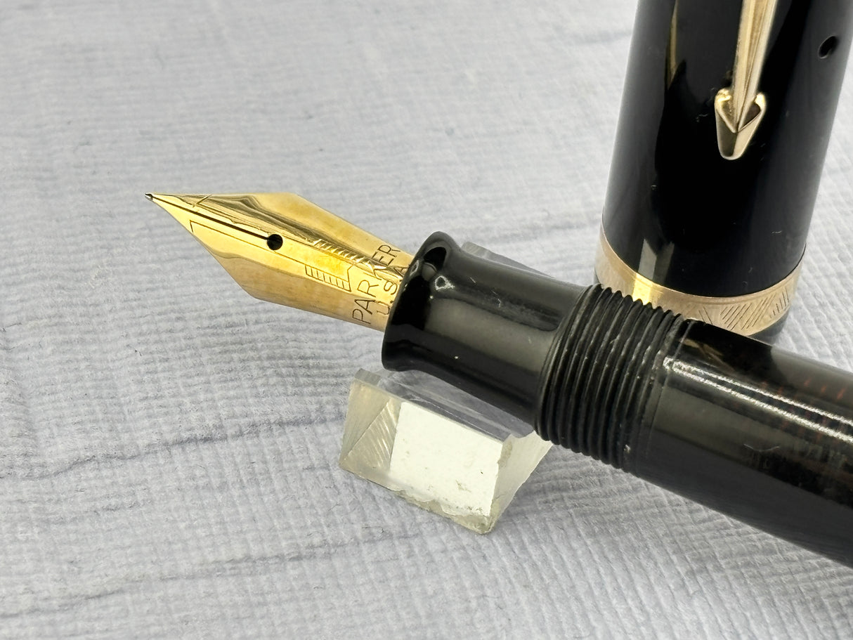 Parker Vacumatic Standard Black Diamond clip FLEX nib - Fountain Pen