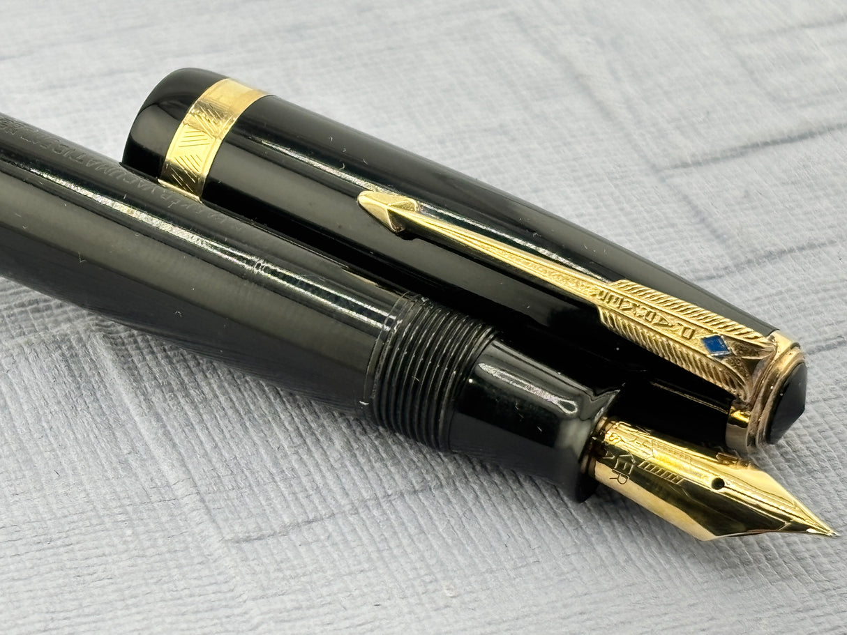 Parker Vacumatic Standard Black Diamond clip FLEX nib - Fountain Pen
