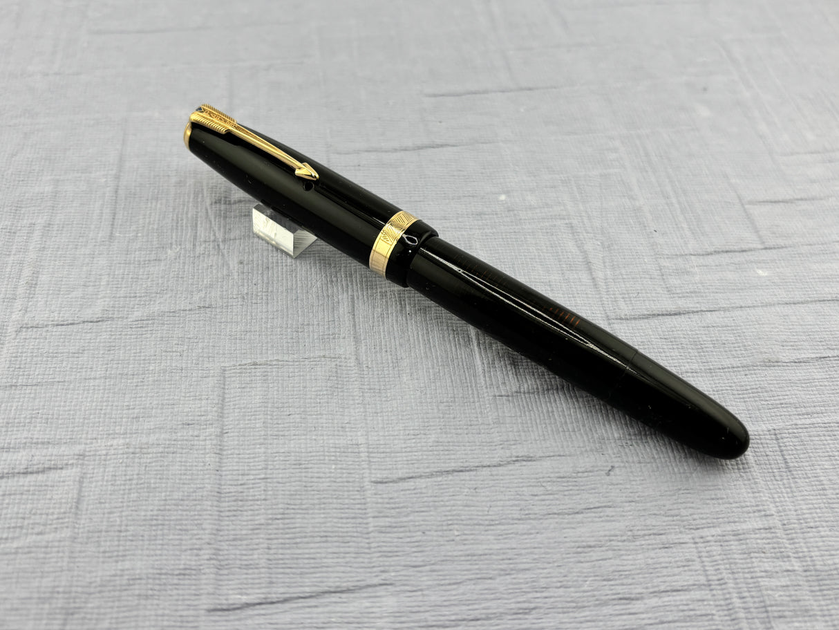 Parker Vacumatic Standard Black Cap striped transparent Laminated Barrel Diamond clip - Fountain Pen