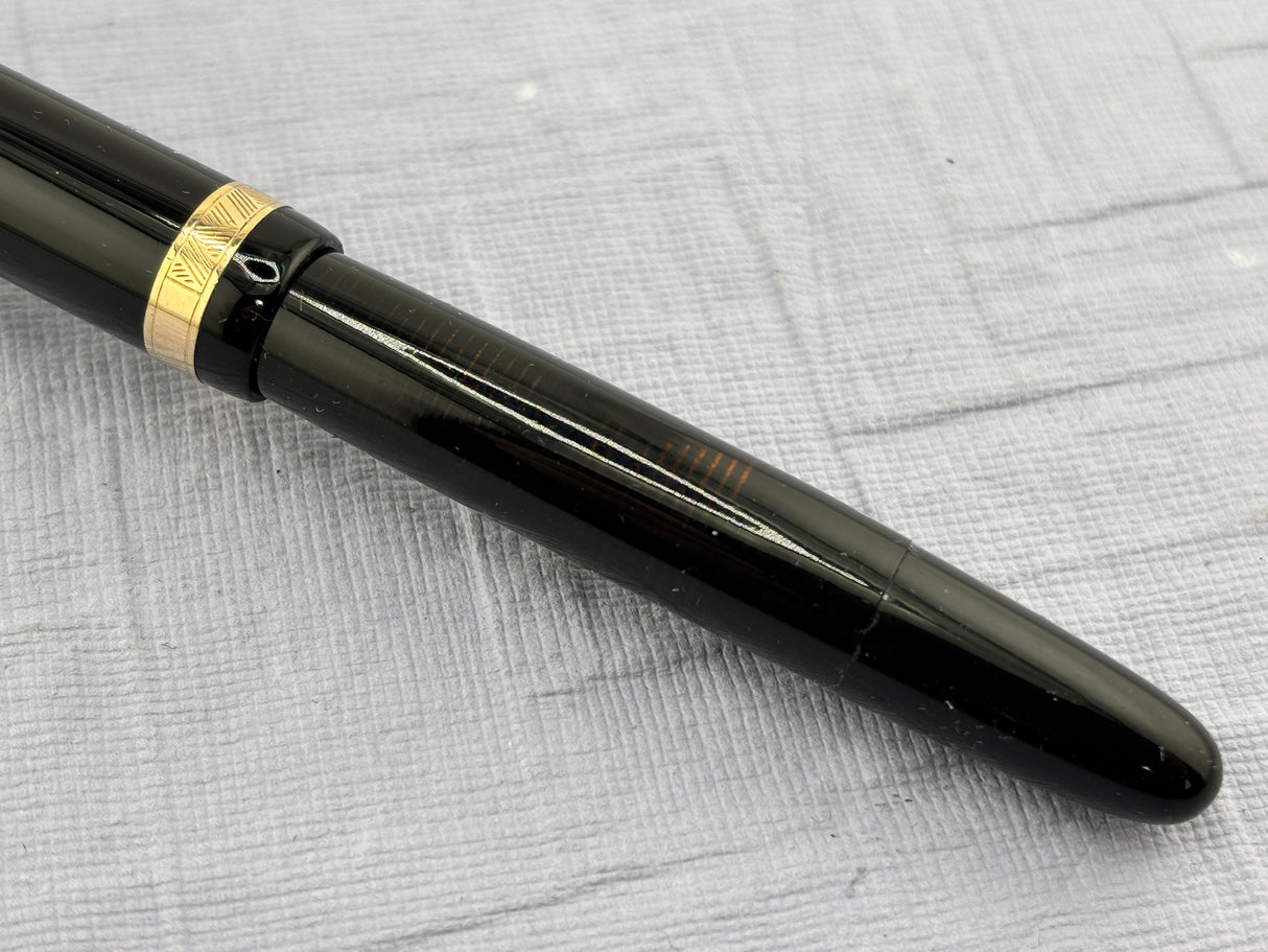 Parker Vacumatic Standard Black Cap striped transparent Laminated Barrel Diamond clip - Fountain Pen
