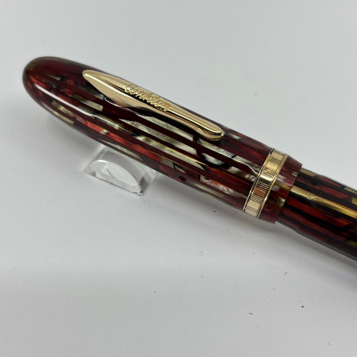 Conklin Nozac Line Red/Black/Gray Striped Fountain Pen - Circa 1934