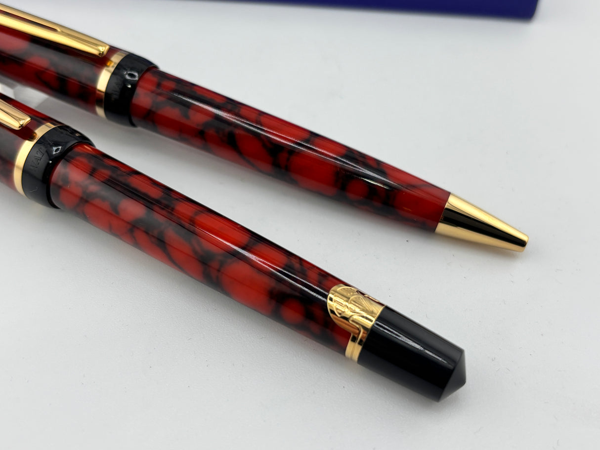 Waterman Phileas Set Red Marble - Roller Ball and Ball Pen