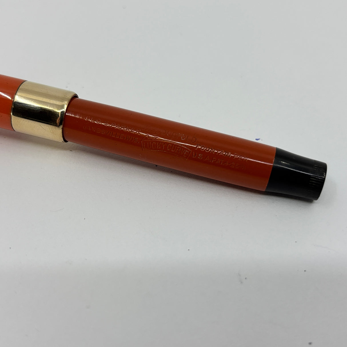 Parker Junior Duofold Orange Ebonite Deluxe wide band - circa 1925