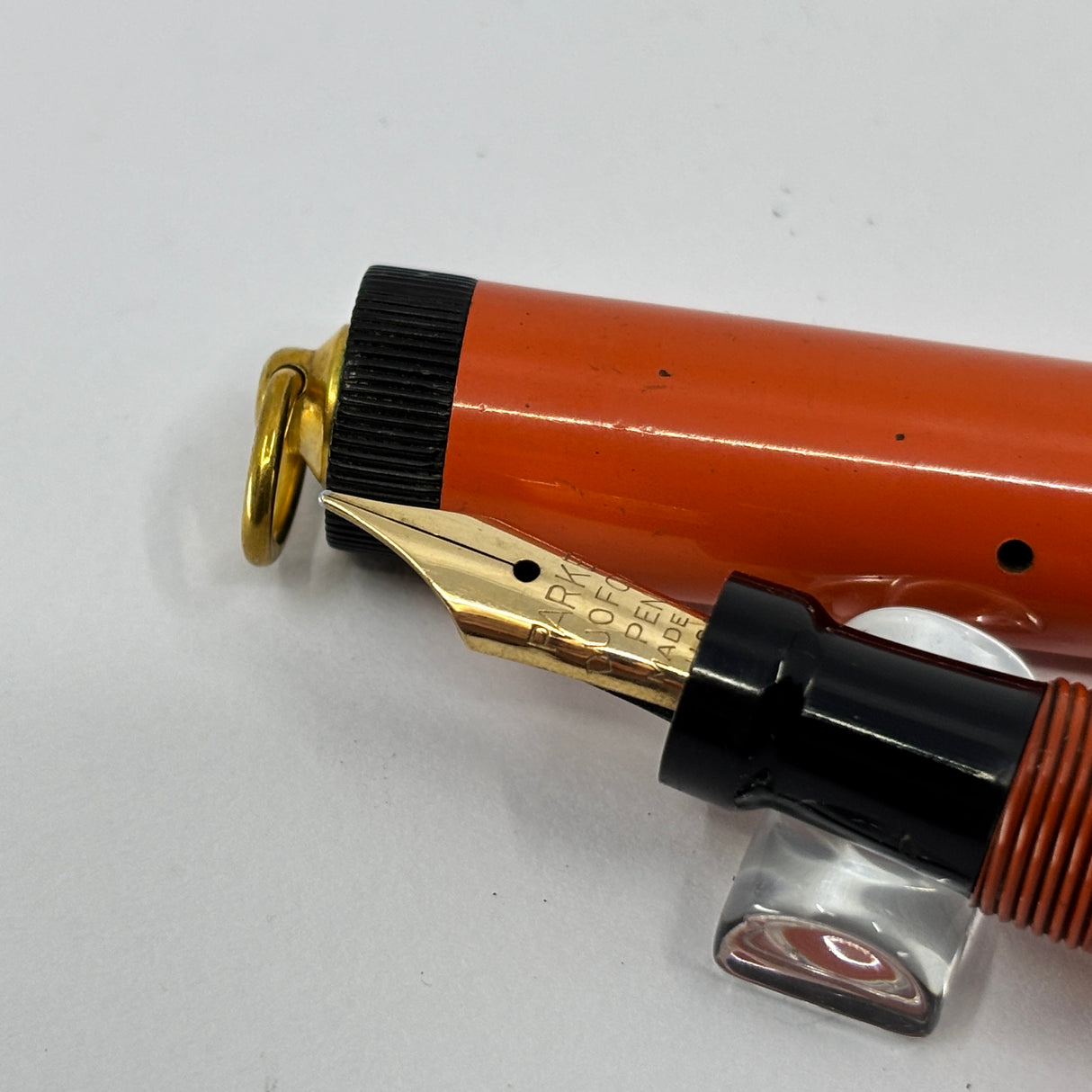 Parker Junior Duofold Orange Ebonite Deluxe wide band - circa 1925