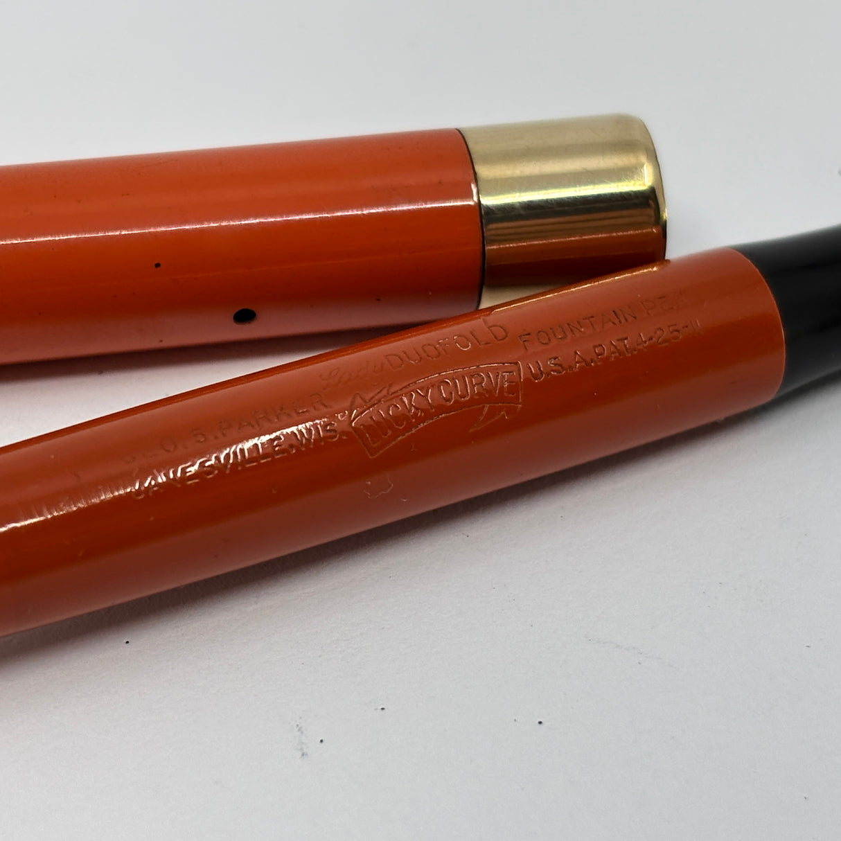 Parker Junior Duofold Orange Ebonite Deluxe wide band - circa 1925