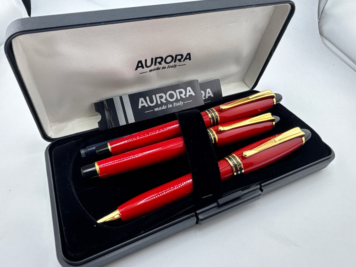 Aurora Ipsilon Set of 3 Pens Burgundy - Super nice Mint in the box !