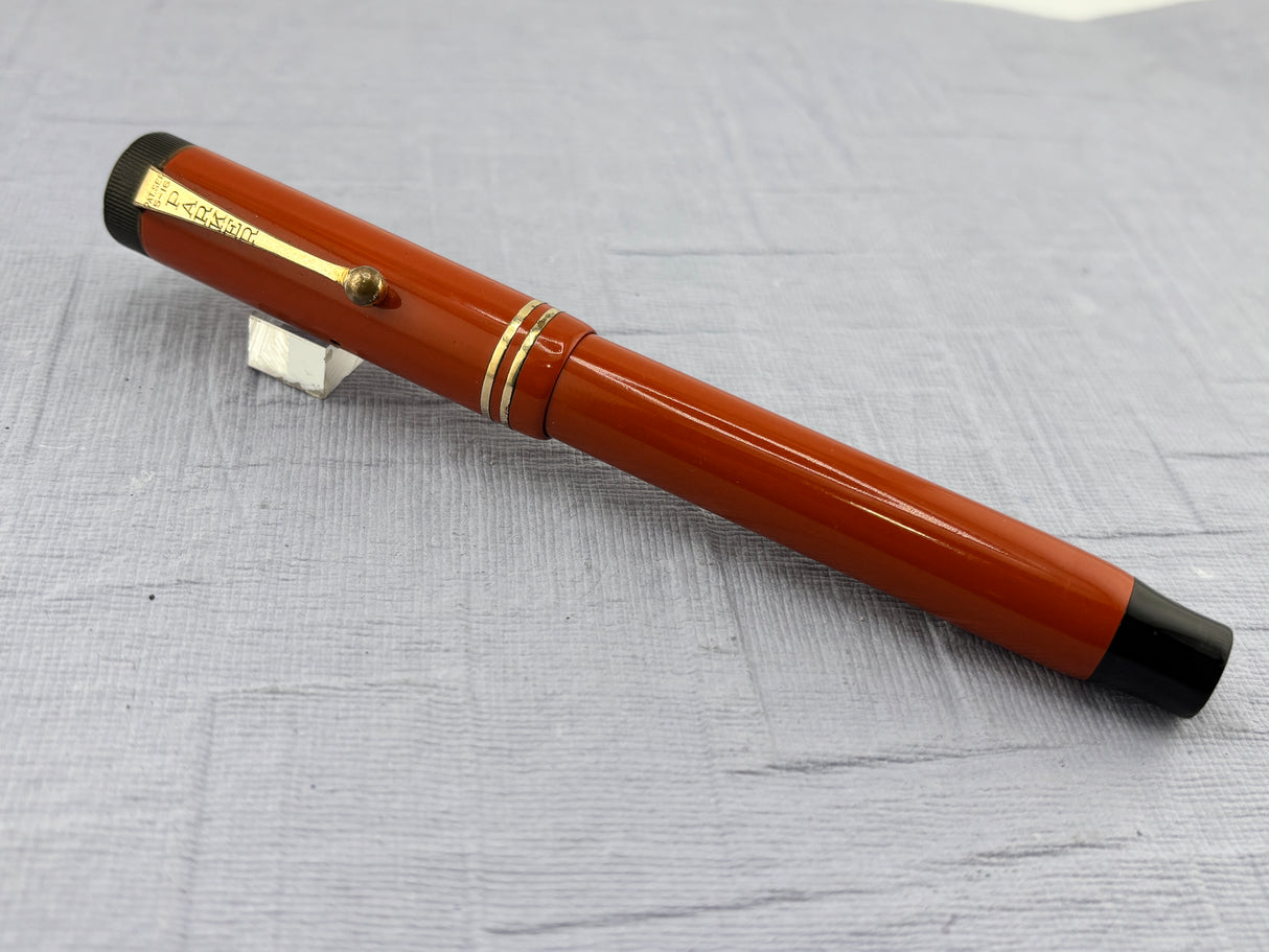 Parker Duofold Senior Orange " big brother " Good flexible nib ! - Fountain Pen