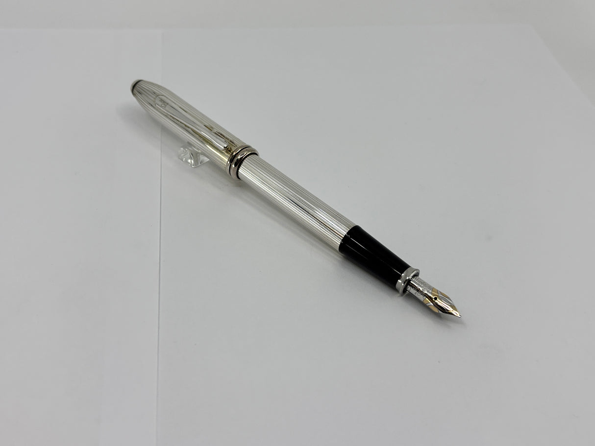 Cross Townsend Sterling Silver Fountain Pen - Made in USA - Broad 18kt Gold Nib