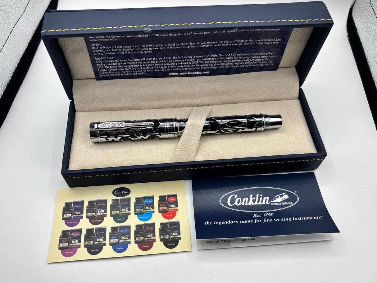 Conklin Endura Deco Crest Black / chrome - Fountain Pen