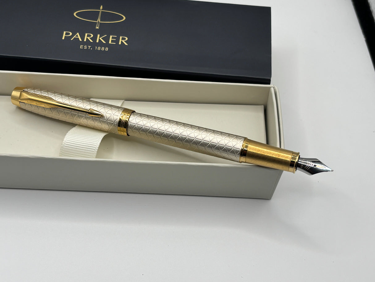 Parker IM Premium Warm Silver Champagne Gold trim - Fountain Pen