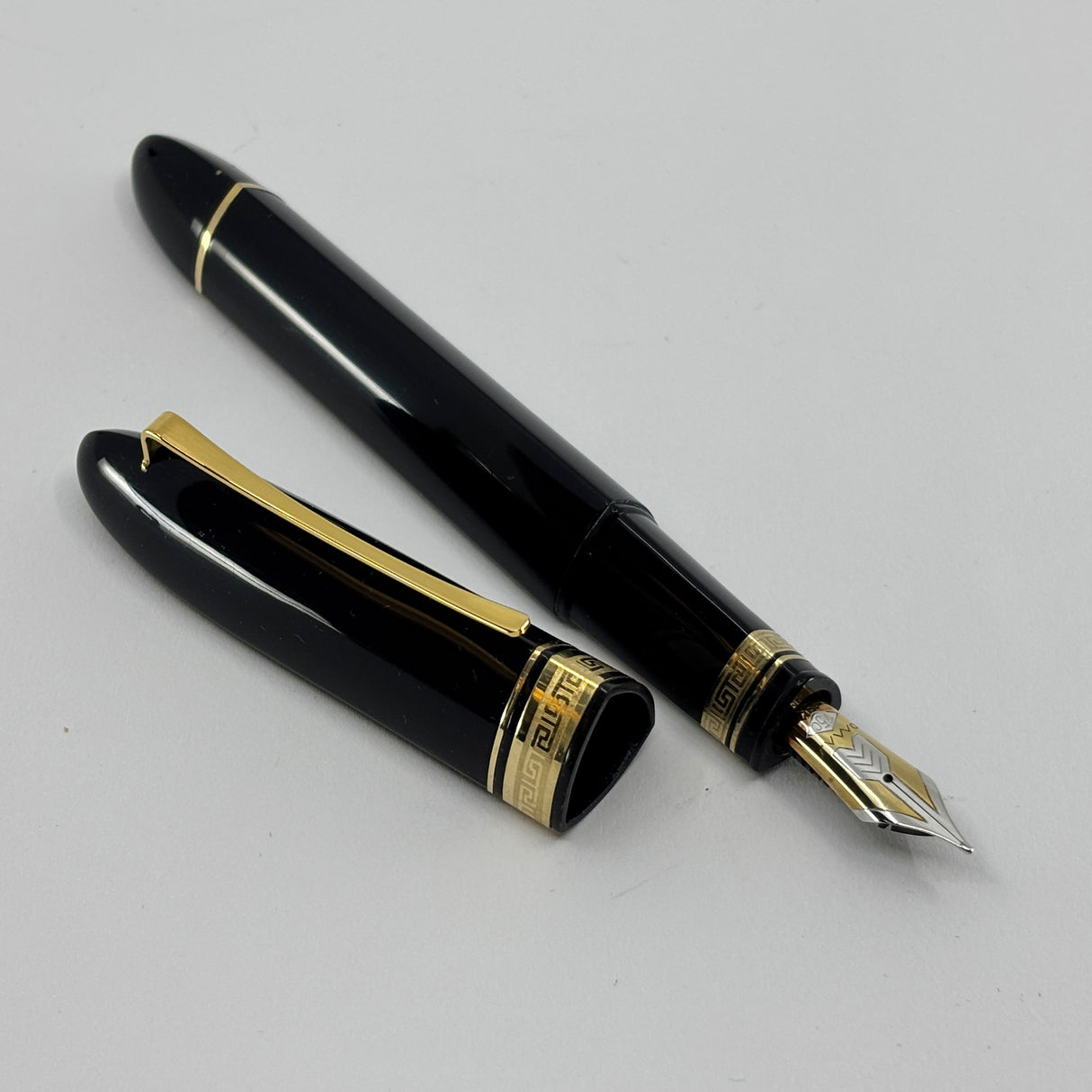 The ORIGINAL-LARGEST SIZE!! OMAS Dark Blue/Black #360 Oversized Triangulated Fountain Pen - Medium 18kt Gold Nib