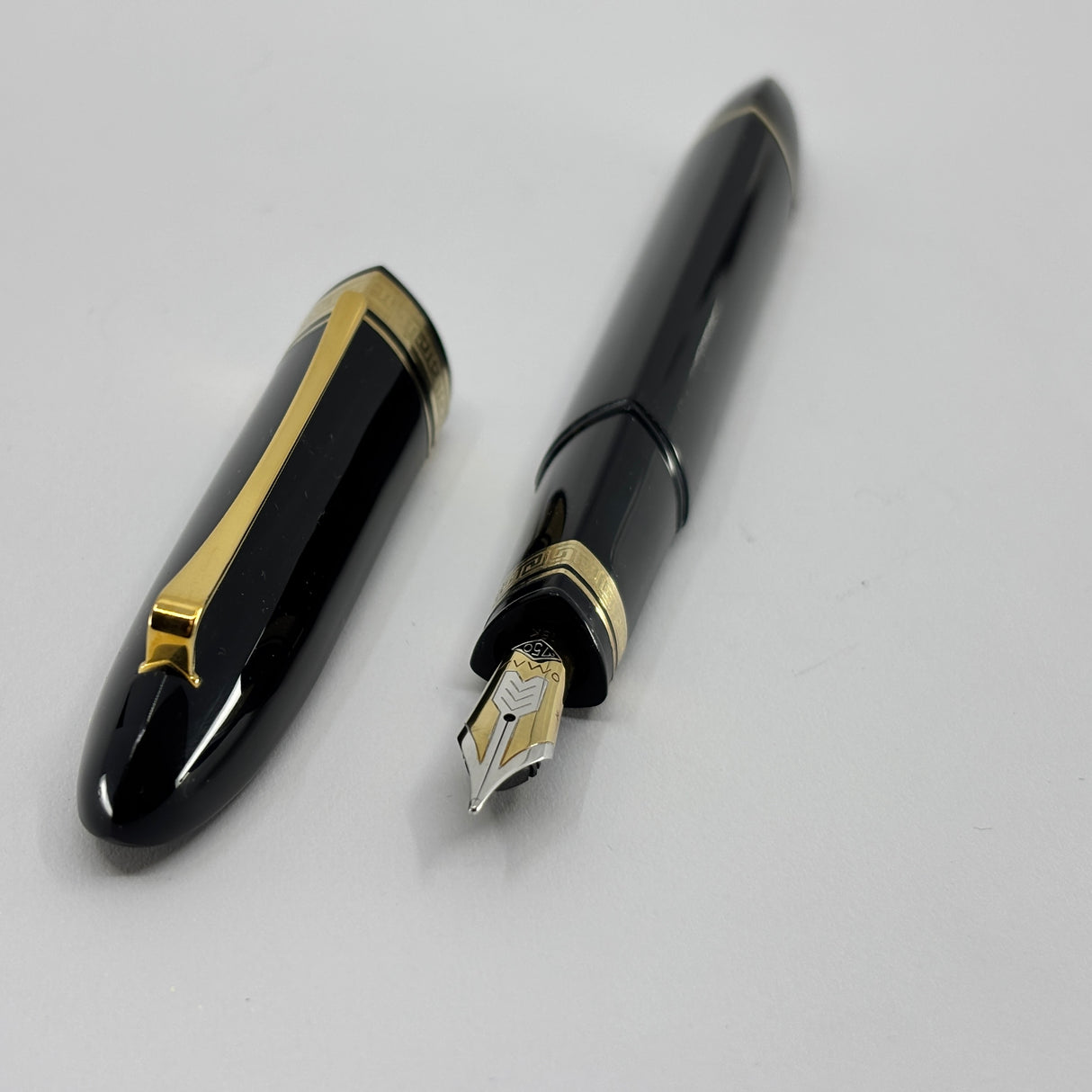 The ORIGINAL-LARGEST SIZE!! OMAS Dark Blue/Black #360 Oversized Triangulated Fountain Pen - Medium 18kt Gold Nib