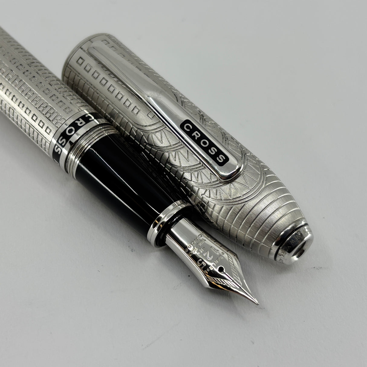 Cross Peerless Intricately Engraved Limited Production NYC Fountain Pen - Broad 18kt Gold Nib