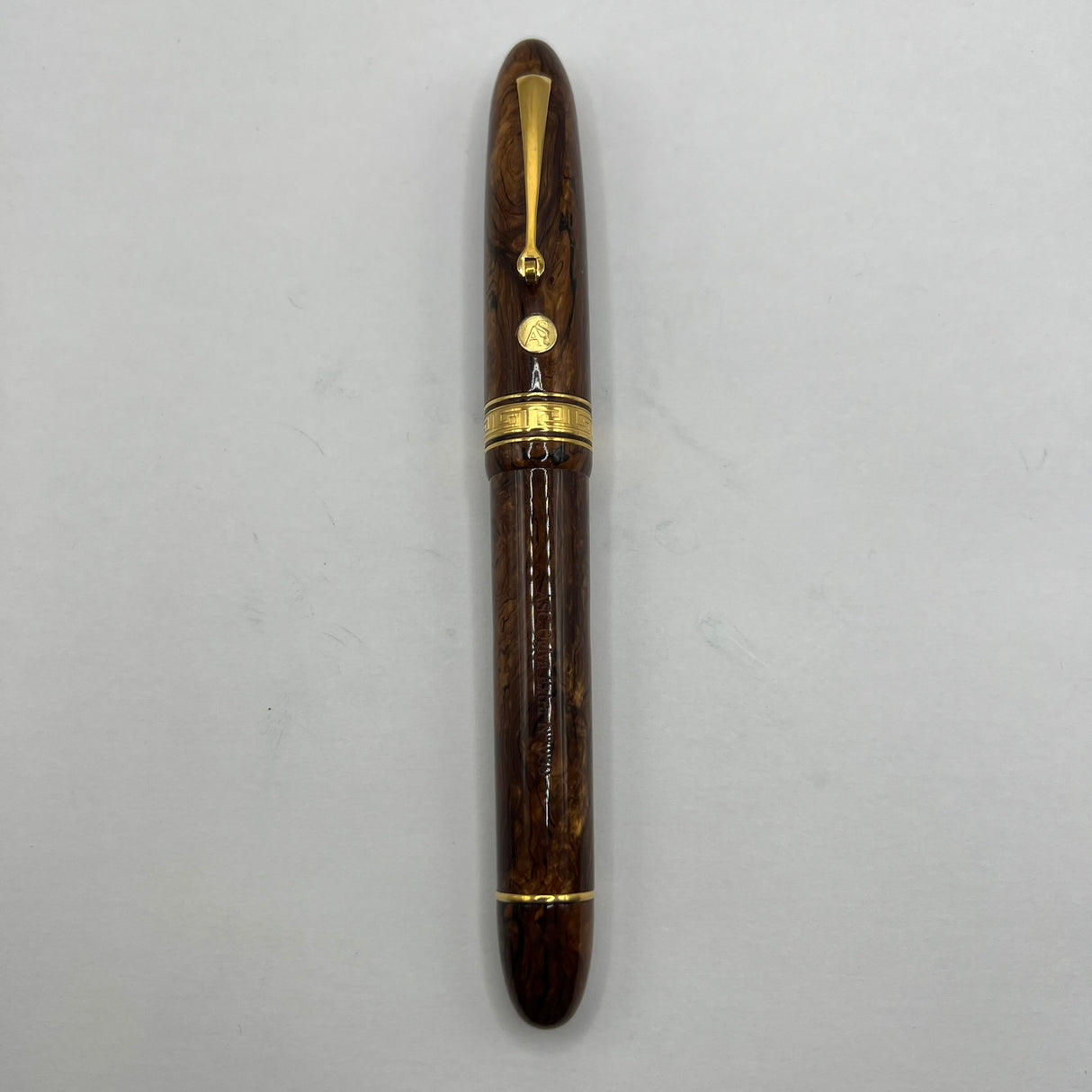 ASC (Armando Simoni Club) Ogiva Oversized Extra Art Nouveau Burl Celluloid Fountain Pen Ltd Ed  - Medium Magic Flex #8 Size 18kt Gold Nib