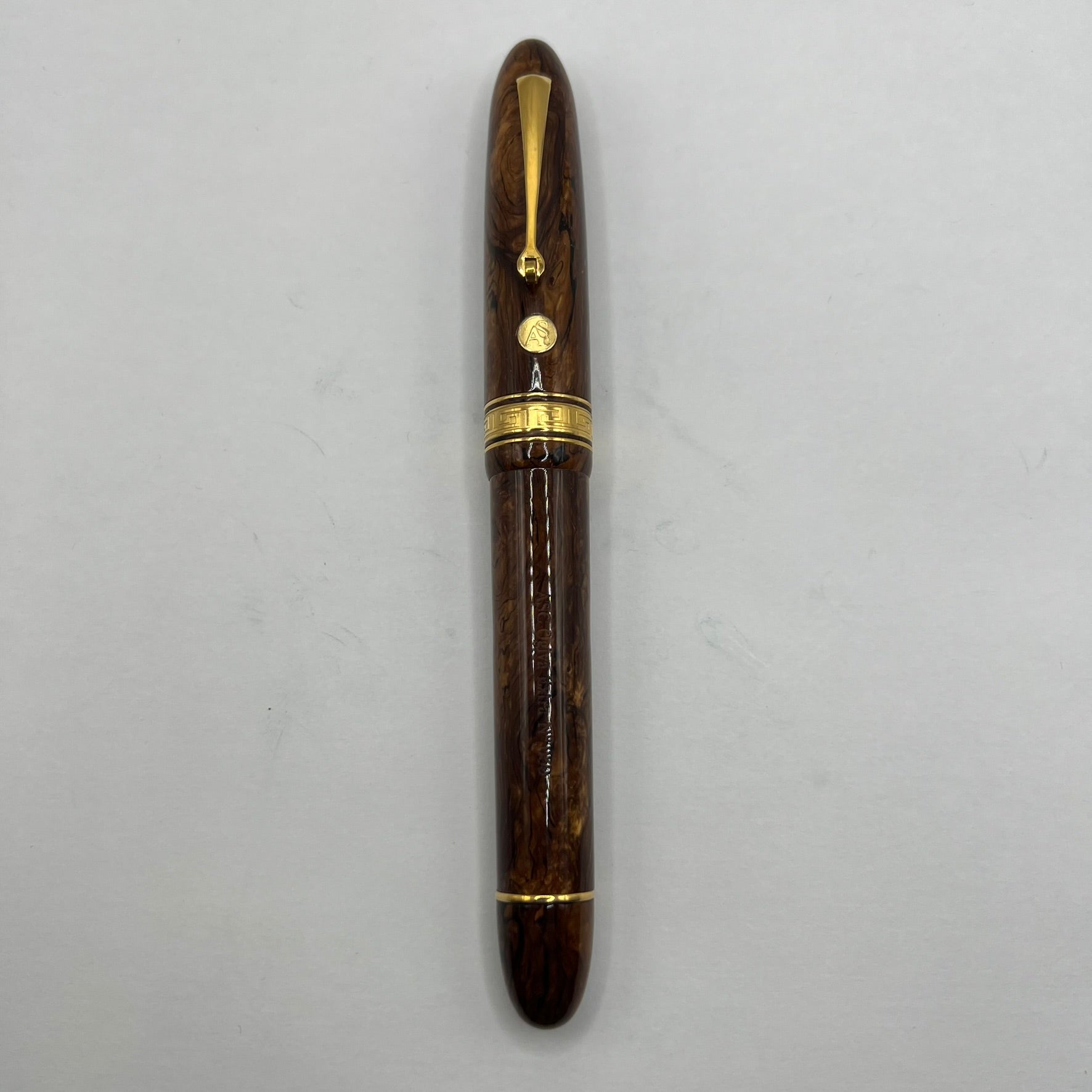 ASC (Armando Simoni Club) Ogiva Oversized Extra Art Nouveau Burl Celluloid Fountain Pen Ltd Ed  - Medium Magic Flex #8 Size 18kt Gold Nib