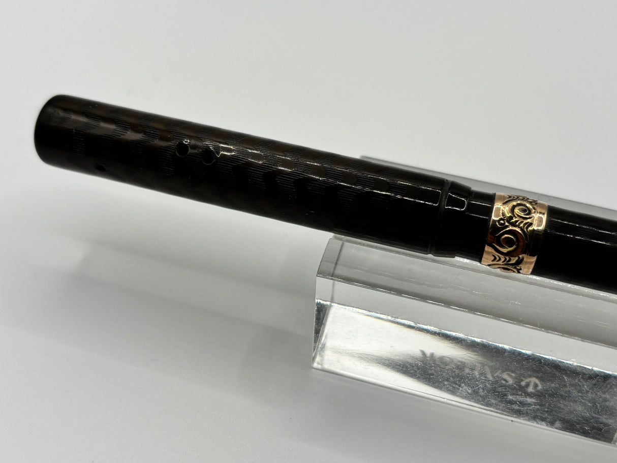 Waterman 13 Black chased Slip Cap 2 bands on barrel - Eye dropper filling system