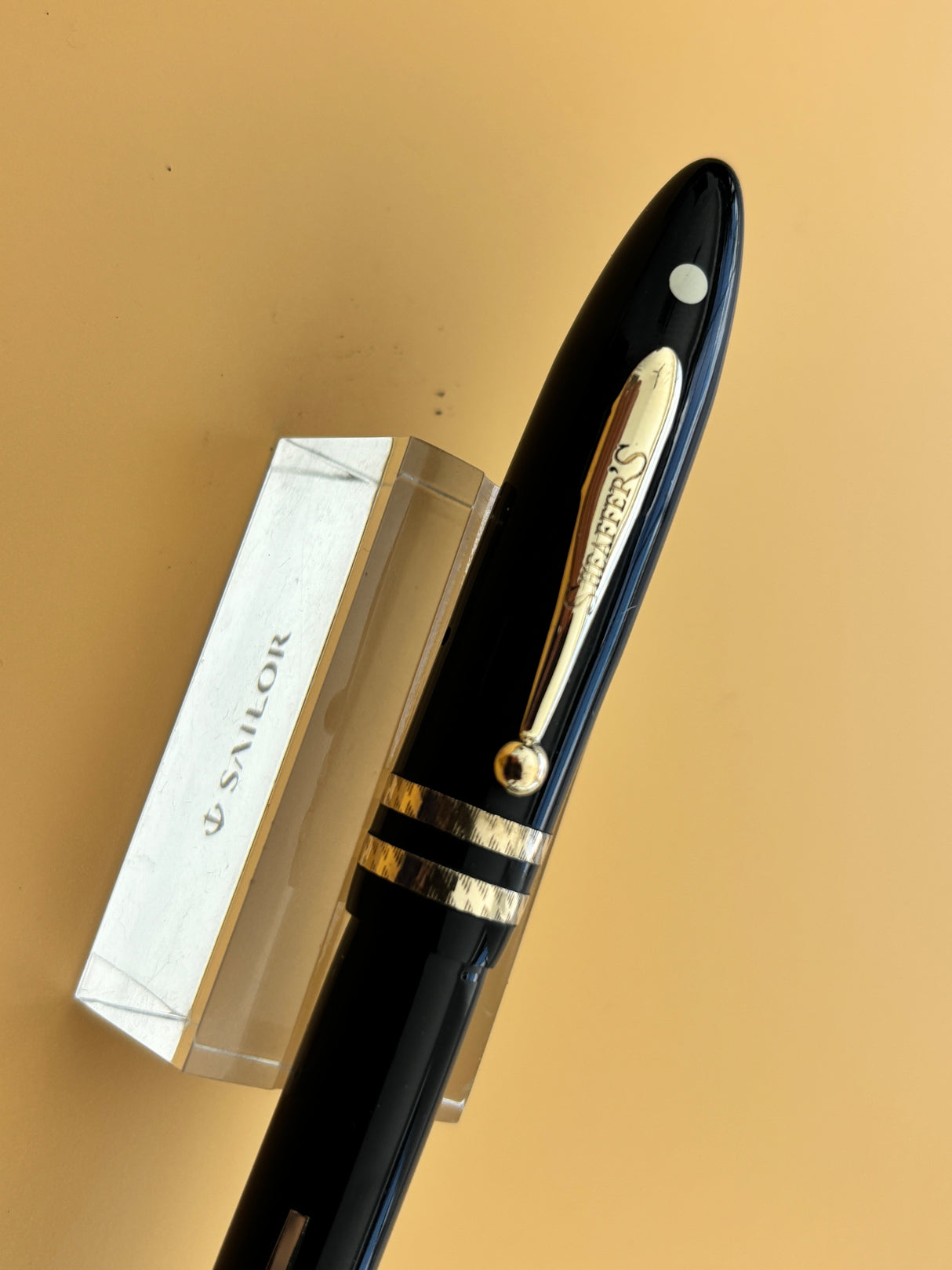 Sheaffer Balance Lifetime Black Uncommon Double Band cap - Fountain Pen