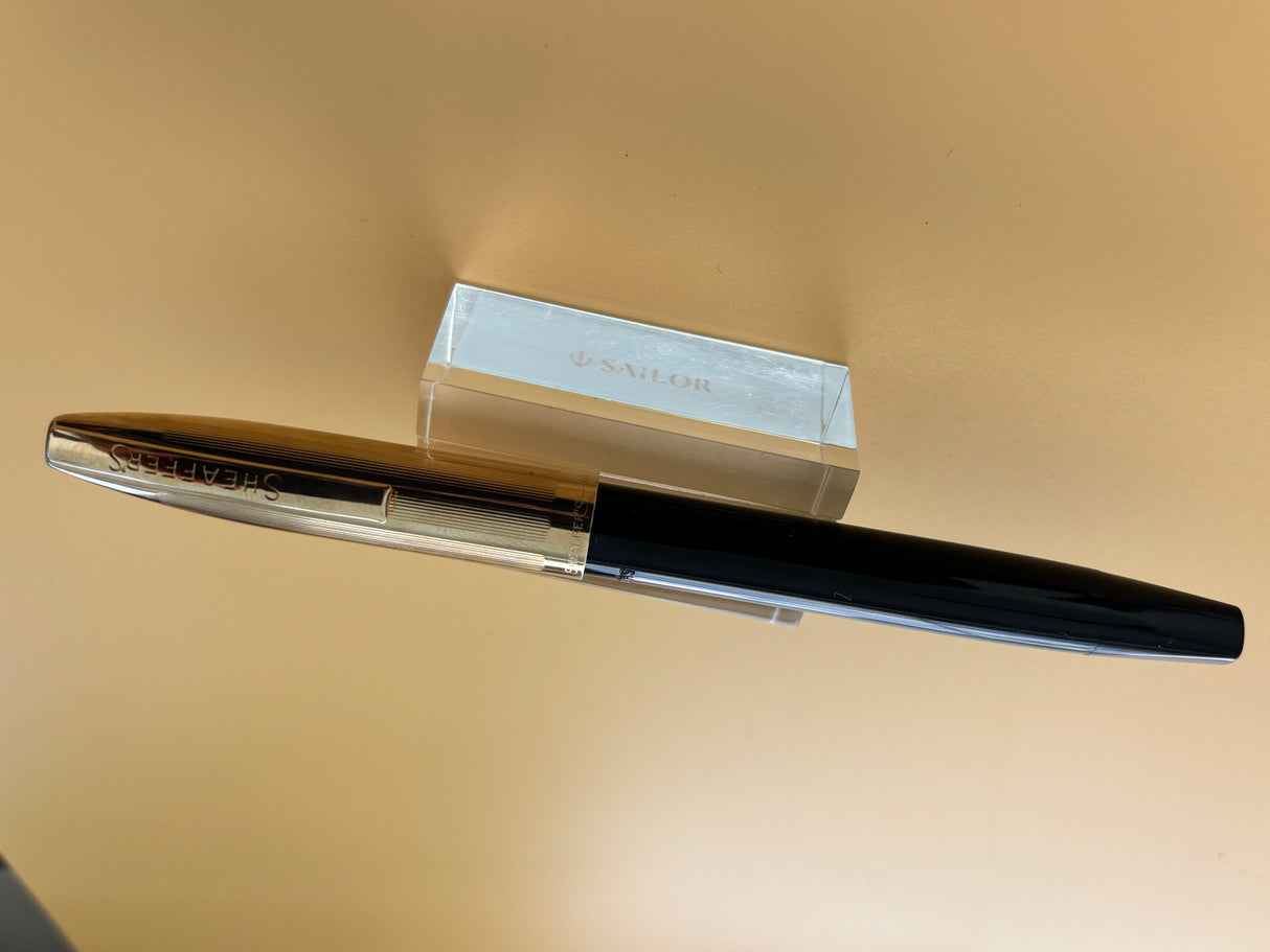 Sheaffer Imperial VII Black gold cap New condition - huge STUB NIB Rare ! - Fountain Pen
