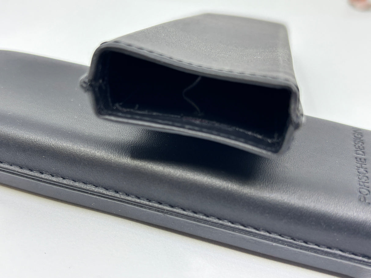 PORSCHE DESIGN Beautiful Black Leather pen case - Hold 2 pens
