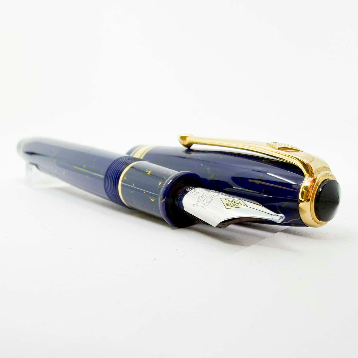 Conway Stewart 100 Sapphire Blue with Gold Flecks Fountain Pen - Double Broad 18kt Gold Nib