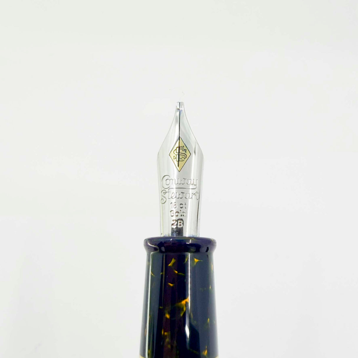 Conway Stewart 100 Sapphire Blue with Gold Flecks Fountain Pen - Double Broad 18kt Gold Nib