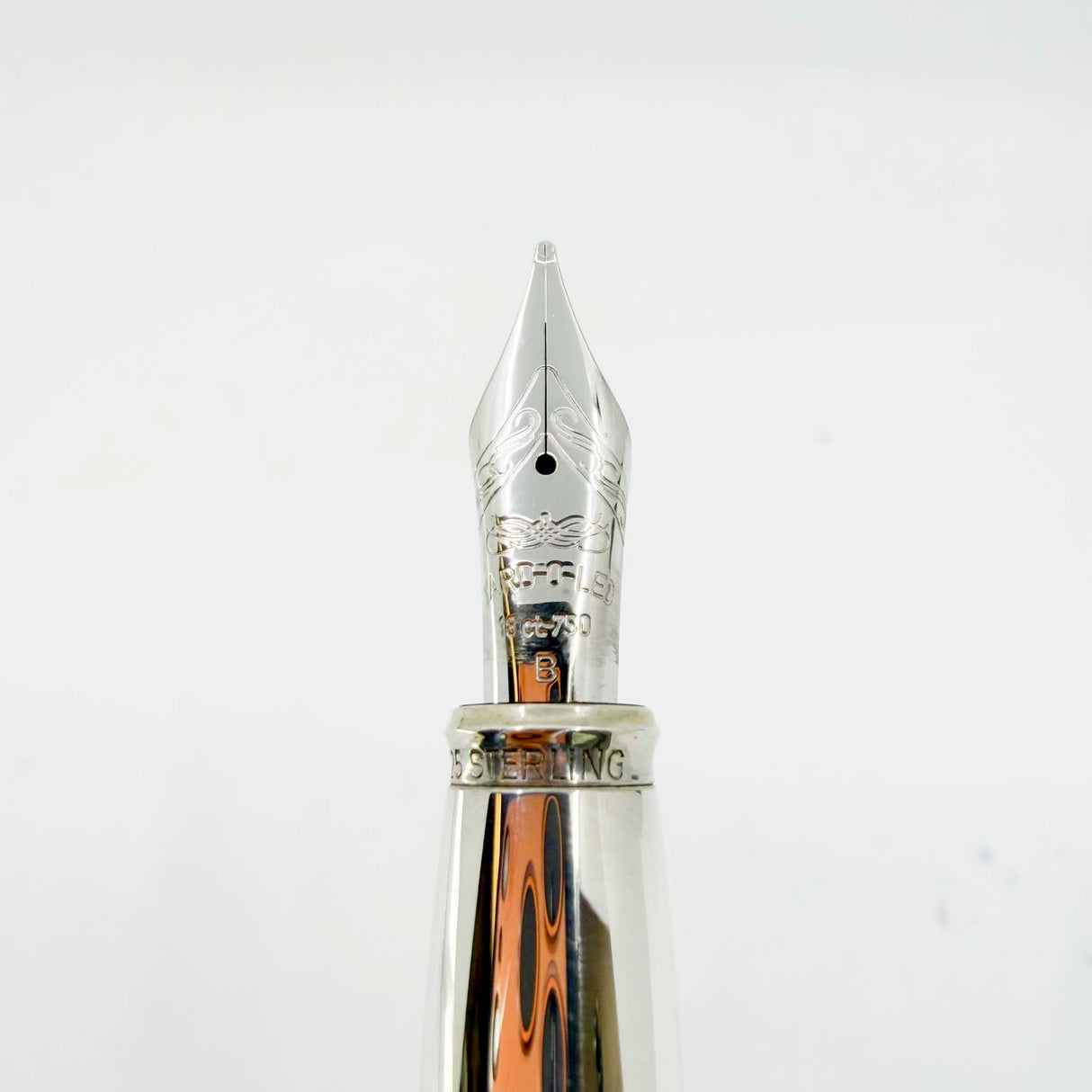 Yard-o-Led Sterling Silver Viceroy Grand Barley Fountain Pen - Broad 18kt Gold Nib