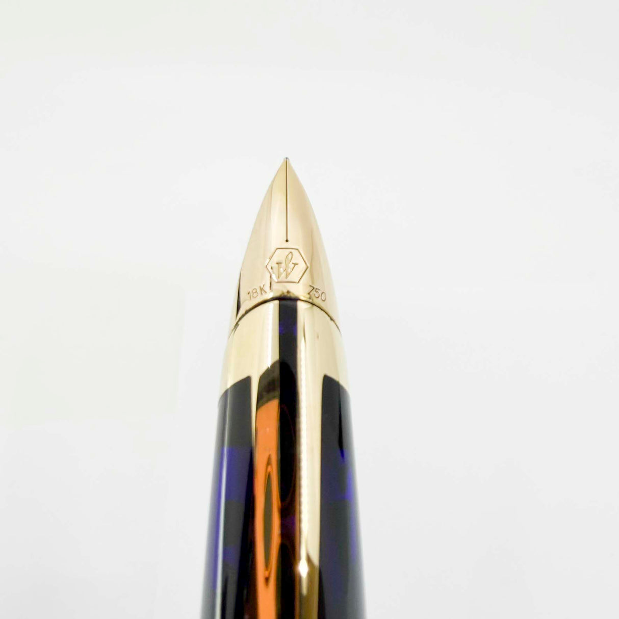 Waterman Edson Blue Translucent Fountain Pen - Fine 18kt Gold Nib