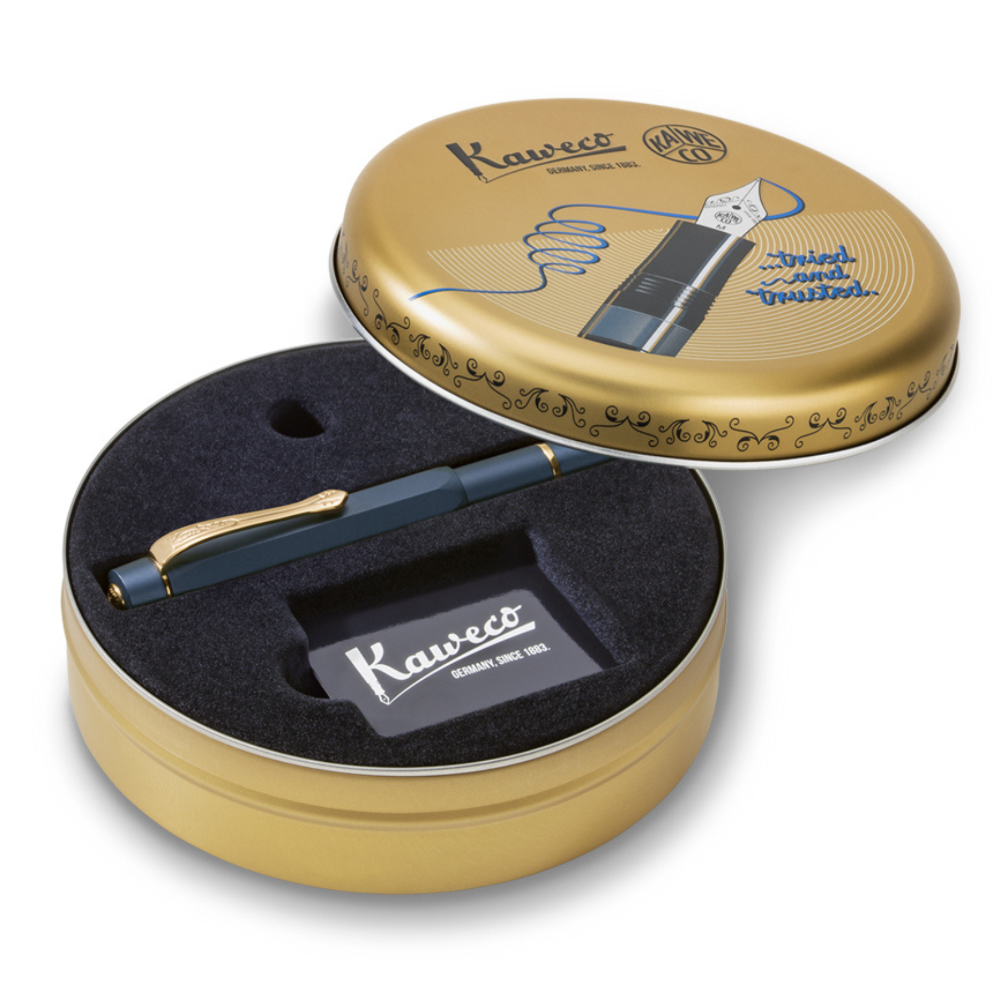 Kaweco PISTON SPORT AL Navy/Gold Fountain Pen Collection