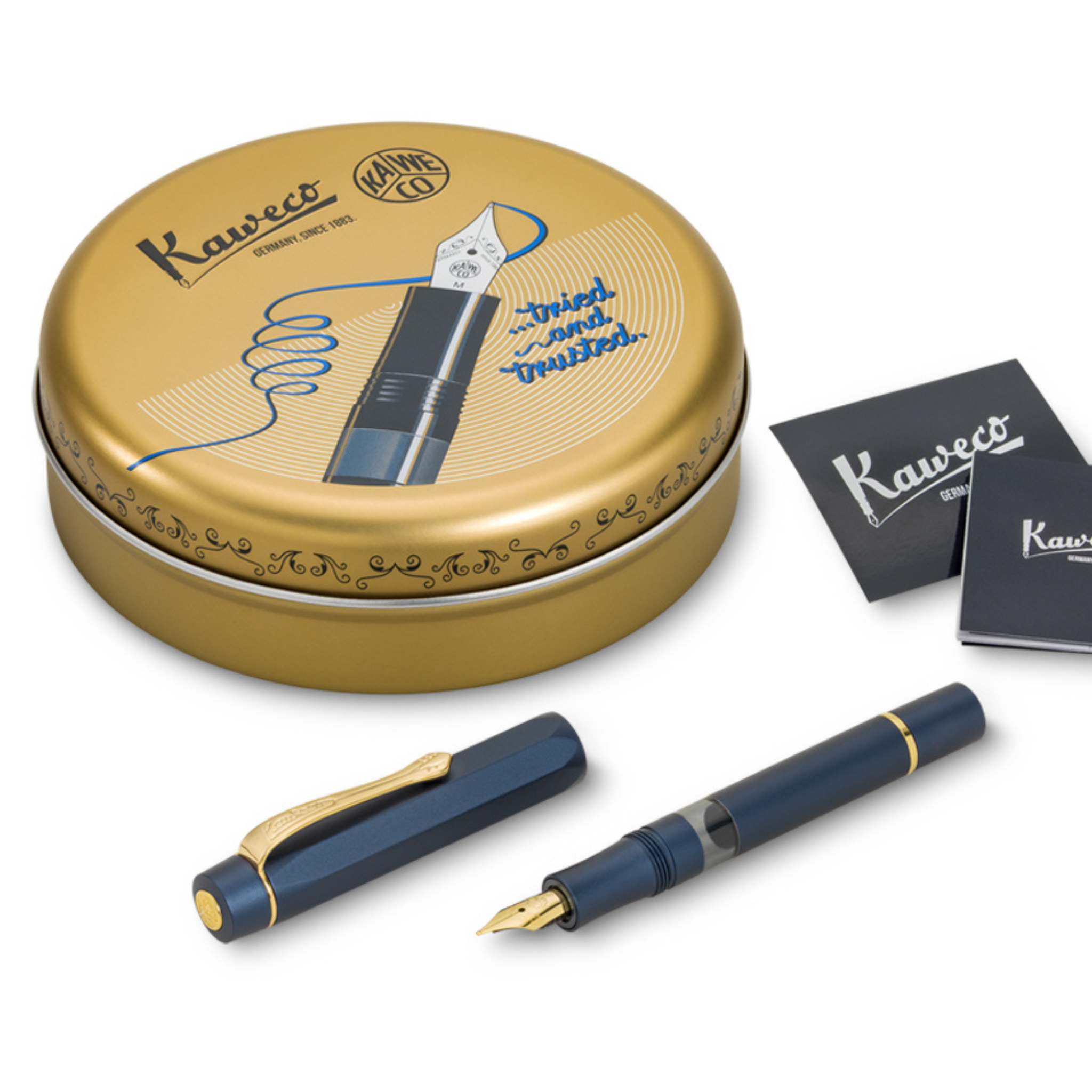 Kaweco PISTON SPORT AL Navy/Gold Fountain Pen Collection