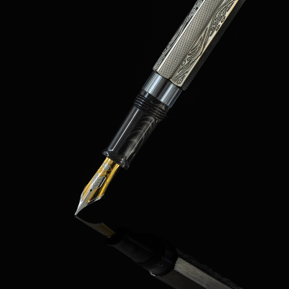 OMAS Cobra Silver Guilloché Fountain Pen